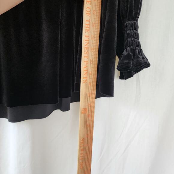 Norma Kamali Velvet Off-Shoulder Peasant Top, S Black slouchy oversized tunic - Picture 6 of 10